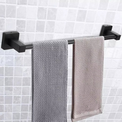 Black Single Towel Rack Holder 60cm Black Towel Holder Wall Mounted Accessory - 8