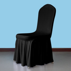 Black Skirt Style Chair Covers for Wedding - Pack of 10
