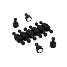 Black Skittle Magnet for Fridge, Office, Whiteboard, Noticeboard, Filing Cabinet - 12mm dia x 21mm tall - Pack of 12