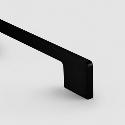 Black Slimline Square Cabinet Pull Handle - Solid Brass - Hole Centre 160mm - SE Home