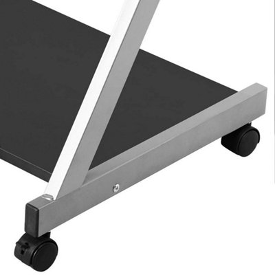 BLACK Small Computer Desk on Wheel PC Table w/ Sliding Keyboard for ...