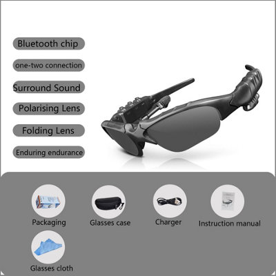 Black Smart Call Wireless Bluetooth Glasses