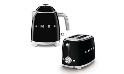 Black Smeg KLF03 1.7Ltr - 3kw Kettle and TSF01 2 Slice Toaster Set