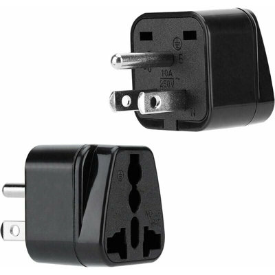 Black Socket Adapters Set of 2 Type B Travel Plug Adapters Converter ...