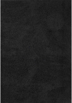 BLack Soft Plain Design Fluffy Shaggy Rugs and Runners High Pile Living ...