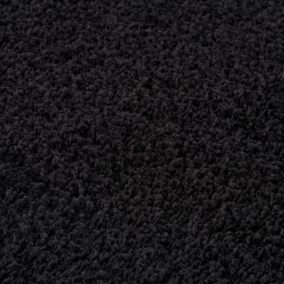 BLack Soft Plain Design Fluffy Shaggy Rugs and Runners High Pile Living ...