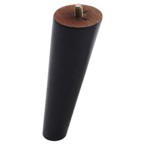Black Solid Wooden Furniture Legs Tilt 10 Degrees Round Table Legs,4 Pcs,H150mm