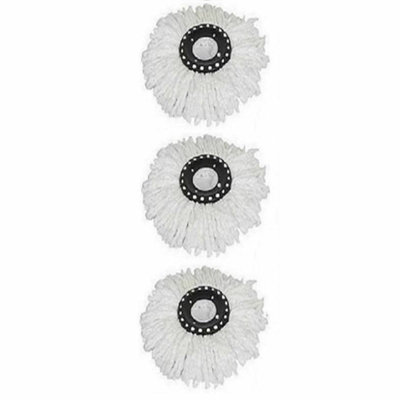 Black Space Saving 360 degree Rotating Dual Spin Dry Mop & Bucket 3 Microfibre Heads - 3