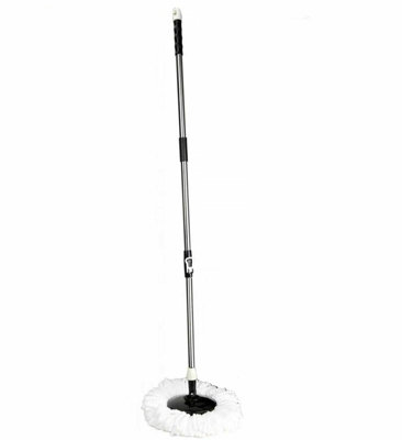 Black Space Saving 360 degree Rotating Dual Spin Dry Mop & Bucket 3 Microfibre Heads - 5