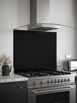 Black Sparkle Glass Kitchen Self Adhesive Splashback 900mm x 750mm