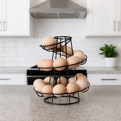 Black Spiral Egg Rack Stand Helter Skelter Style Holds 18 Eggs Kitchen ...