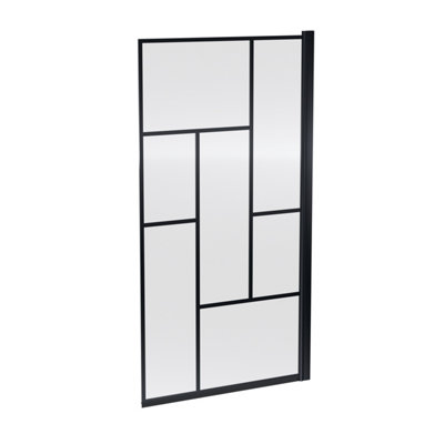 Black Square Framed 6mm Toughened Safety Glass Reversible Shower Bath