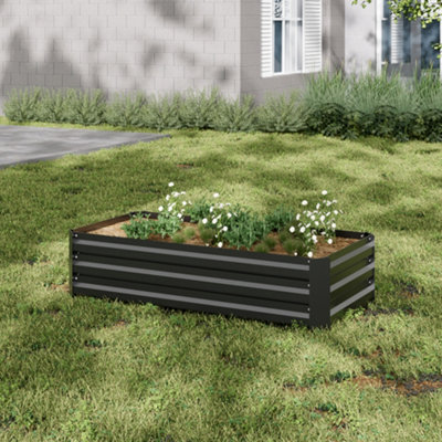 Black Square Galvanized Raised Planter Box Metal Raised Bed Garden Raised Flower Bed Outdoor Raised Bed Kit