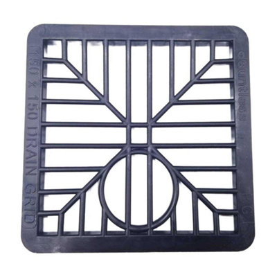 Black Square Gully Grid Drain Cover Grate Plastic Outdoor 6 inch 150x150mm