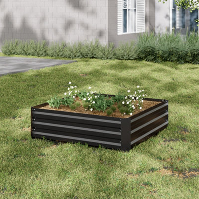 Black Square Metal Raised Bed Galvanized Raised Planter Box  Garden Raised Flower Bed Outdoor Raised Bed Kit