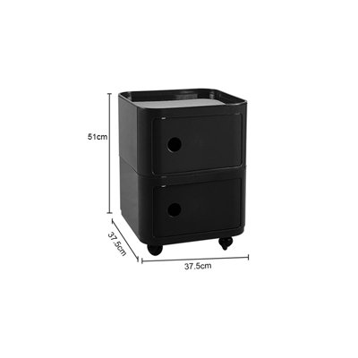 Black Square Multi Tiered Plastic Bedside Storage Drawers Unit Drawer ...
