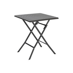 Black Square Portable Rattan Effect Tabletop Folding Outdoor Bistro Dinging Table 61 x 74 cm