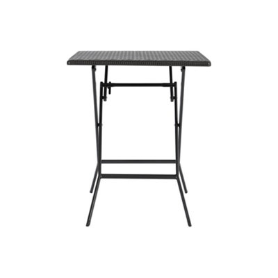 Black Square Portable Rattan Effect Tabletop Folding Outdoor Bistro Dinging Table 61 x 74 cm