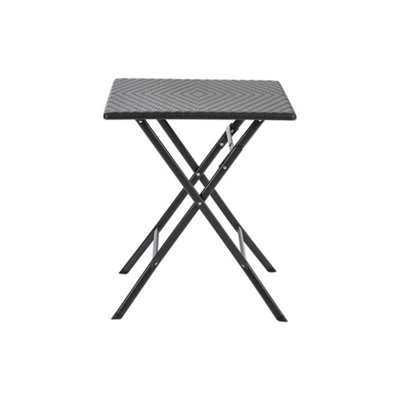 Black Square Portable Rattan Effect Tabletop Folding Outdoor Bistro Dinging Table 61 x 74 cm