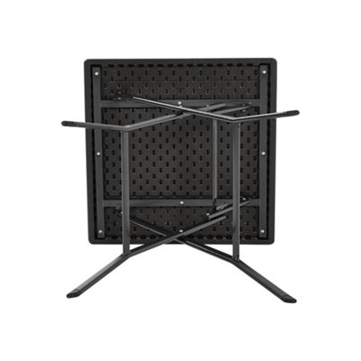 Black Square Portable Rattan Effect Tabletop Folding Outdoor Bistro Dinging Table 61 x 74 cm