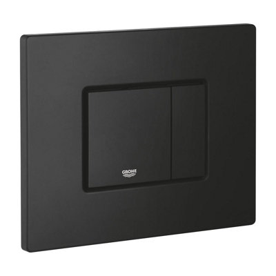 Black Square Wall Hung Toilet WC Pan with GROHE 0.82m Concealed Cistern Dual Flush  Frame - Phantom Black
