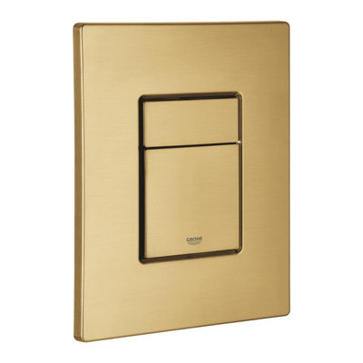 Black Square Wall Hung Toilet WC Pan with GROHE 1.13m Concealed Cistern Dual Flush  Frame - Brushed Cool Sunrise