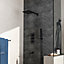 Black Square Wall-mount 3 Way Handheld Head and Rainfall Shower Head Concealed Thermostatic Mixer Shower Set