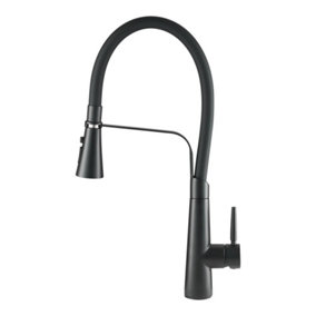 Black Stainless Steel Flexible Silicone Pull-Down Kitchen Faucet