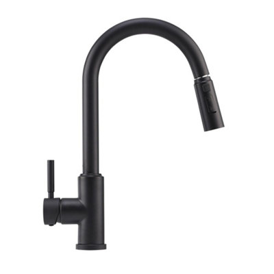 Black Stainless Steel Side Lever Kitchen Spring Neck Pull Out Kitchen Tap Mixer Tap