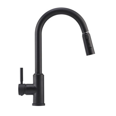 Black Stainless Steel Side Lever Kitchen Spring Neck Pull Out Kitchen Tap Mixer Tap