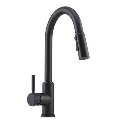 Black Stainless Steel Side Lever Kitchen Spring Neck Pull Out Kitchen Tap Mixer Tap