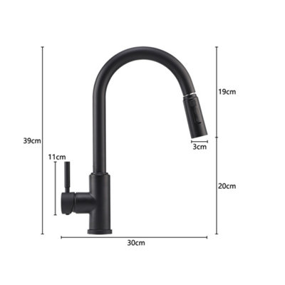 Black Stainless Steel Side Lever Kitchen Spring Neck Pull Out Kitchen Tap Mixer Tap