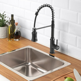 Black Stainless Steel Side Lever Kitchen Spring Neck Pull Out Kitchen Tap Mixer Tap