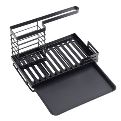 Black Stainless Steel Sink Organizer with Drain Tray