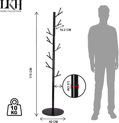 Black  Steel 16 Hook Coat Stand With Sturdy Round Base - 4