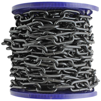 Black Steel Chain 3mm x 21mm, Side Welded Link Chain, 10m Reel, Heavy ...