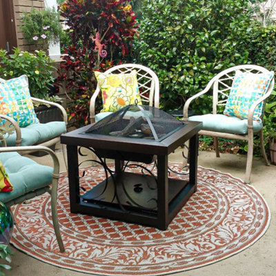 Black Steel Garden Fire Pit Free Standing