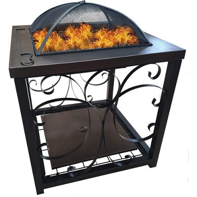 Black Steel Garden Fire Pit Free Standing