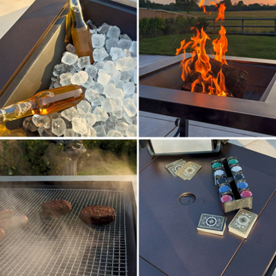 Black Steel Garden Fire Pit Free Standing