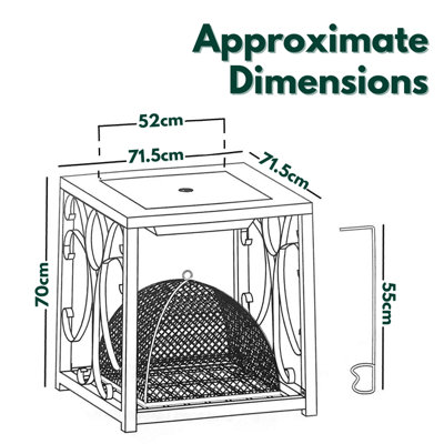 Black Steel Garden Fire Pit Free Standing - 7
