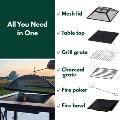 Black Steel Garden Fire Pit Free Standing - 8