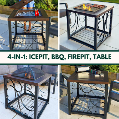 Black Steel Garden Fire Pit Free Standing - 9