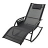 Black Steel Garden Sun Lounger Patio Rocking Chair with Pillow