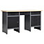 Black Steel Work Bench with Drawers and Lockable Cabinets
