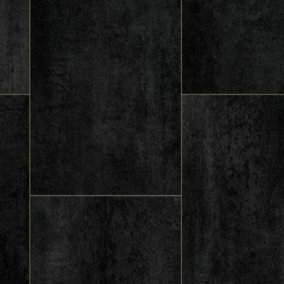Black Stone Effect Anti-Slip Vinyl Sheet For DiningRoom LivingRoom Hallways And Kitchen Use-5m X 4m (20m²)