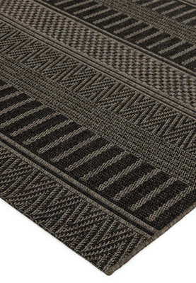 Black Stripe Outdoor Rug,  Geometric Striped Stain-Resistant Rug For Patio Decks, 2mm Modern Outdoor Rug-120cm X 170cm