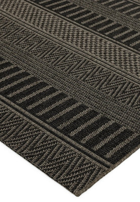 Black Stripe Outdoor Rug,  Geometric Striped Stain-Resistant Rug For Patio Decks, 2mm Modern Outdoor Rug-240cm X 340cm
