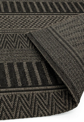 Black Stripe Outdoor Rug,  Geometric Striped Stain-Resistant Rug For Patio Decks, 2mm Modern Outdoor Rug-240cm X 340cm