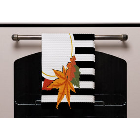 Black Stripes, Autumn Leaves (Kitchen Towel) / Default Title