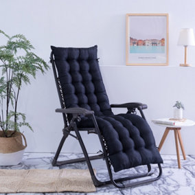 Black Sun Lounger Cushion Pad for Garden Recliner Chair